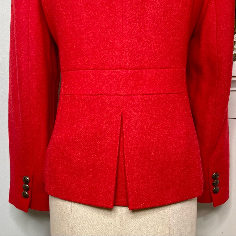 Talbots Shetland Wool Blazer Jacket Red Pop Herringbone 14 - Picture 9 of 13